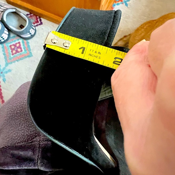 Fashion Nova, 5” chunk heel, suede black tie ups. - Picture 5 of 7